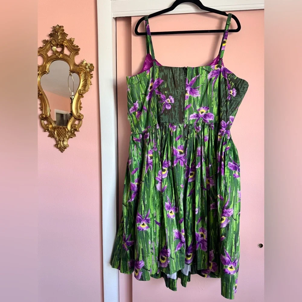 Pinup Couture Green and Purple Floral Dress - Picture 8 of 11
